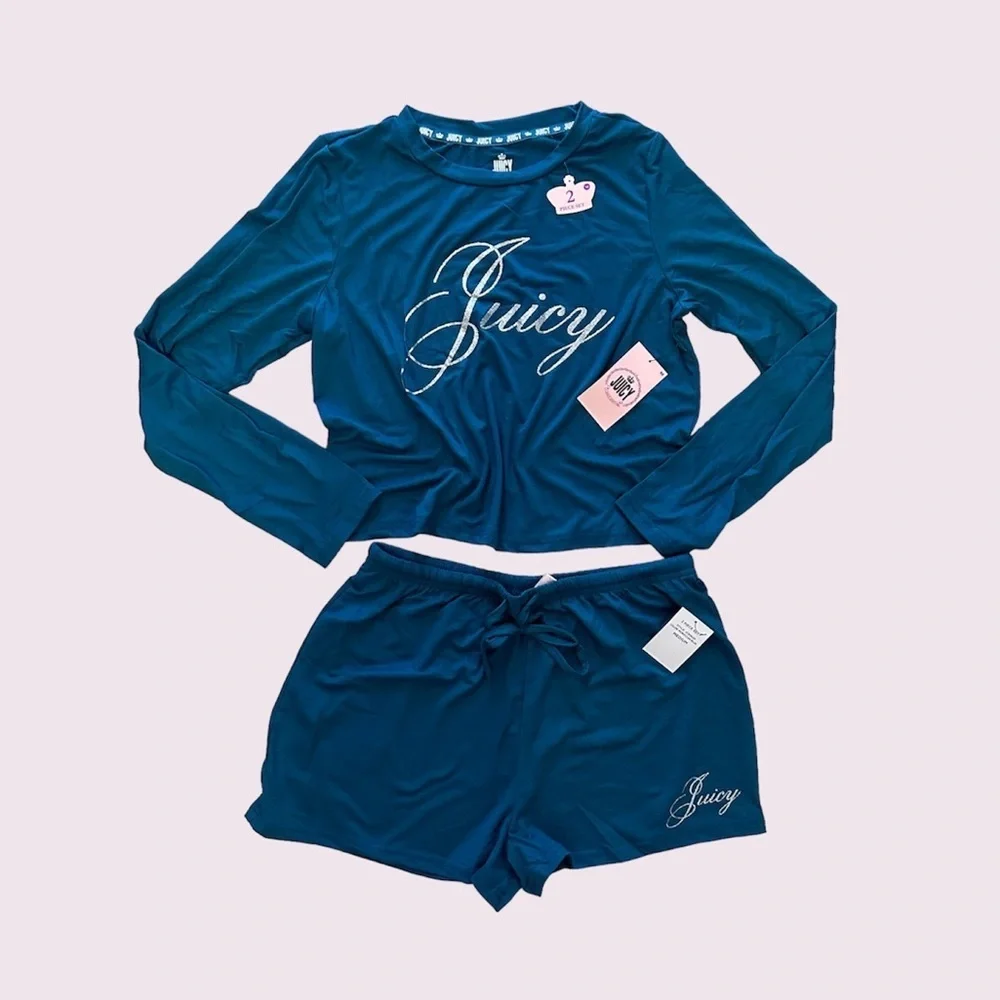 Juicy Couture Long Sleeve Top & Shorts Pajama Set